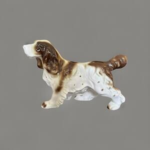 Vintage Porcelain Cocker Spaniel Dog Figurine Brown White Japan Collectible 7” T